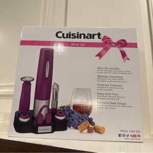 New Cuisinart FUCHSIA Wine Set Electric Wine Opener Aerator Vacuum Sealer Cutter
